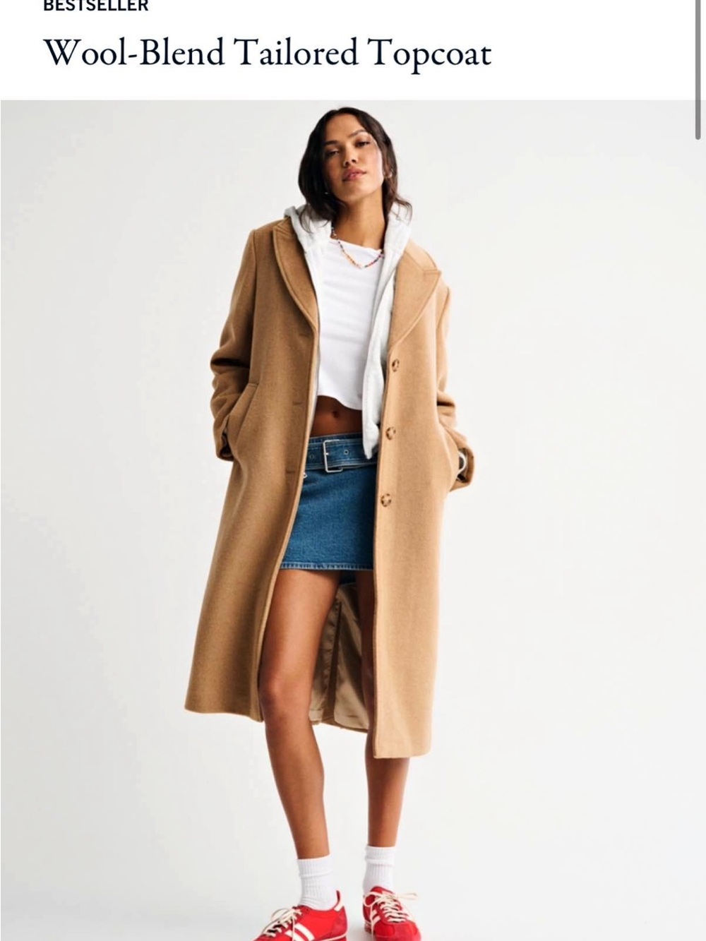 Abercrombie & Fitch Camel Wool-Blend Trench Coat